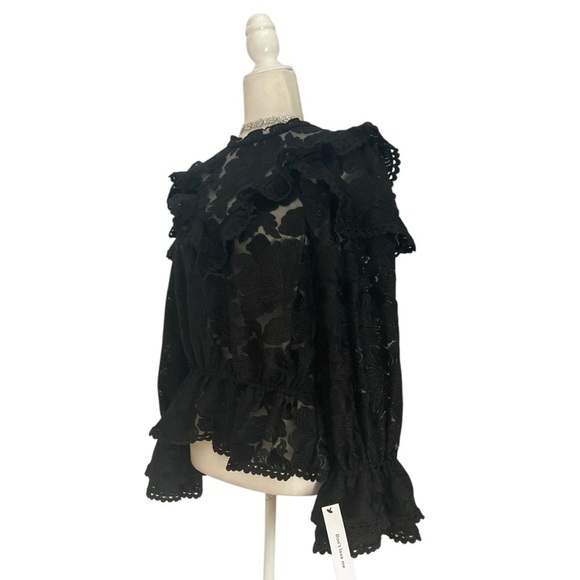 Reformation The Collection Carlisle Black Lace Blouse Romantic Feminine Top NWT - Picture 8 of 15